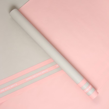 Matte film for flowers "Boston", gray - pink, 57 cm x 5 m-1