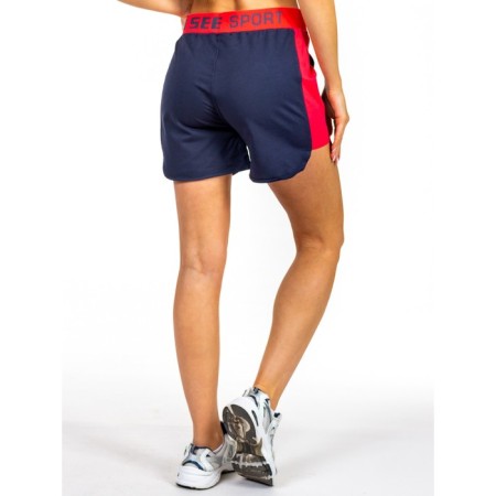 Women's shorts ise, size 46 cm, dark blue color, raspberry-6