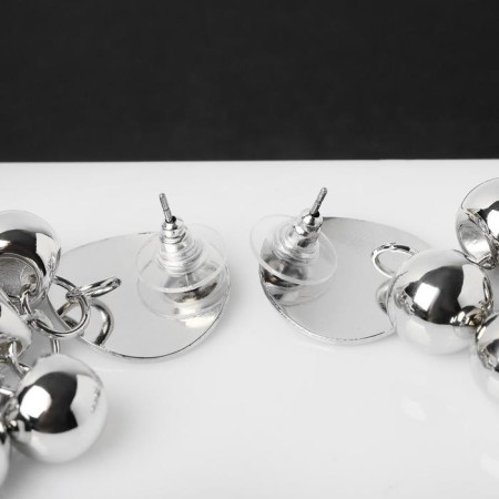 Earrings Metal "Grapes" disk, silver color-1