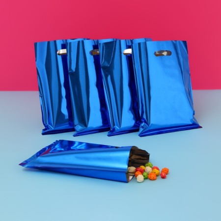 Gift, metallized, blue 17x25 cm package, 20 microns 10 pcs set
