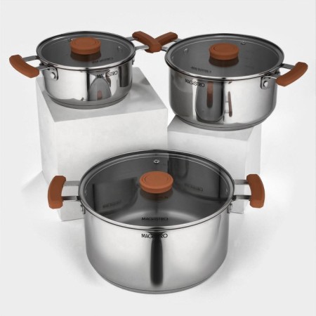 A set of stainless steel dishes Magistro, 3 pcs: D = 16/20/24 cm, induction-5