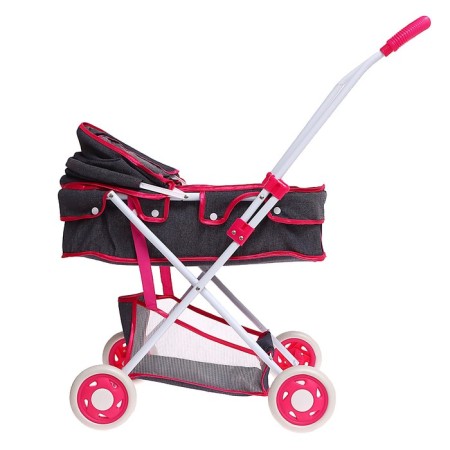 The stroller is universal for dolls, with a basket, a metal frame, mix-7