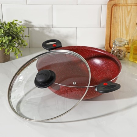 Kazan, 4 l, d = 28 cm, glass cover, two removable handles, red color-10
