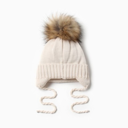 Children's cap with insulation, rr 42-44, milk color-2
