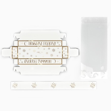 Box for 5 sweets with cells "Golden Snowflakes", 6 x 23 x 3 cm, New Year-5