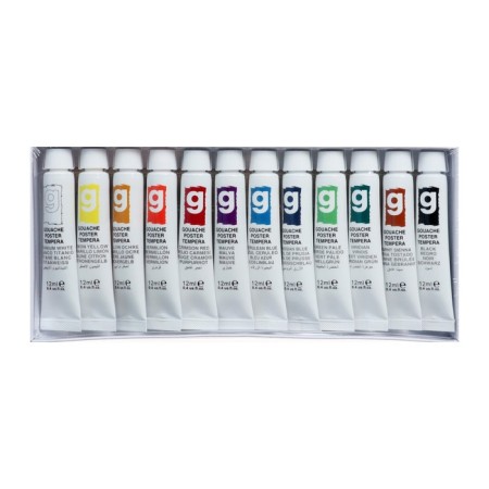 Gouache paints 12 ml, in a metal tube, in a cardboard box, 12 colors-1