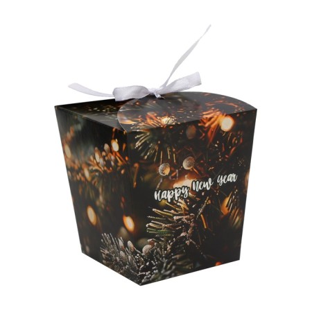 New Year. Bonbonniere, New Year's gift packaging "Happy New Year", 7.5 × 8 × 7.5 cm.-2