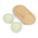 Double ceramic bowls on a stand of 2 x 450 ml 28.5 x 15.5 x 7 cm, light green