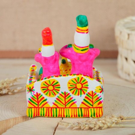 Filimonovskaya toy "A couple on a sleigh"-3