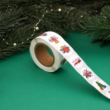 Stickers in the roll "Christmas trees", 500 pcs, 2.5 x 2.5 cm