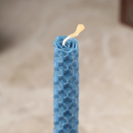 Candle from wax "Calm and achievement of goals", 13x1.7 cm, 1 hour, blue-2