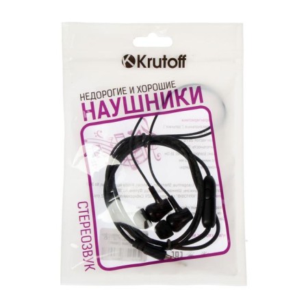 Headphones Krutoff HF-T83, vacuum, microphone, 106 dB, 16 Ohm, 1 m, black-1