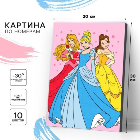 Picture on numbers for children, 20x30 cm, princesses