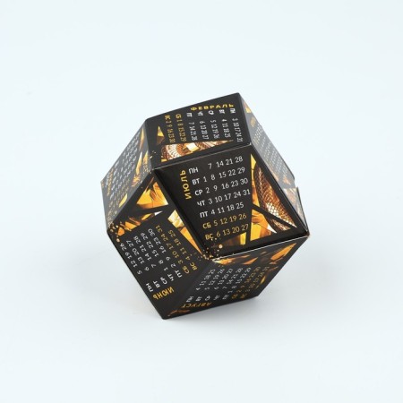 Calendar polygonal assembly rhombus "Black-gold", 6 x 5 cm-2
