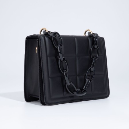 Bag women of artificial leather messenger with a chain, 14 × 20 cm, black color-10