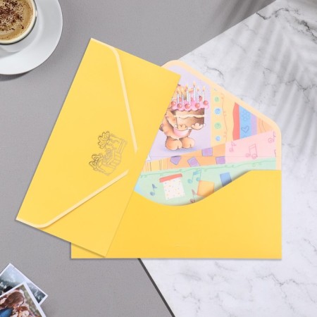 Money envelope "Universal" velvet, yellow background, 19x9.3 cm
