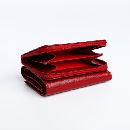 Women's wallet on the button, red color-5