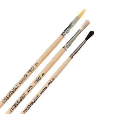 Set of brushes mix 3 pieces, calligrata No. 5 (Round: Squirrel No. 3, Goat No. 4; Flat bristles No. 6), wooden handle-3