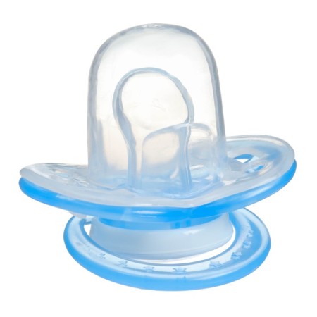 Nipple is an orthodaken dummy "Dino" with a cap, +0 months, blue-7