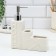 A dispenser for liquid soap with a sponge and a brush for dishes, white, 16 x 12 x 4 cm.