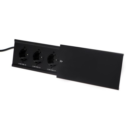 Block Roset into the table, sliding cover, 10a, 3 sockets, wire 1.8 m, black-2