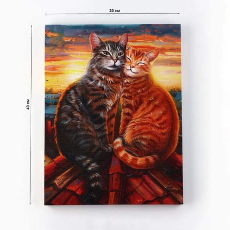 Painting "Cat and cat", love, 30 x 40 cm-2