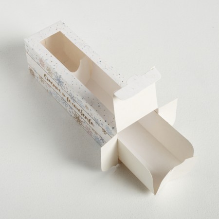 Box for Makarun "Snowflakes", 18 x 5.5 x 5.5 cm, New Year-1