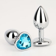 Anal traffic jam of the oksa, silver, blue crystal, in the shape of a heart, d = 28 mm