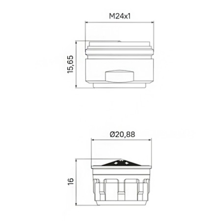 IDDIS 996P24B1SM, external thread, D = 24 mm, ABS plastic, chrome-10