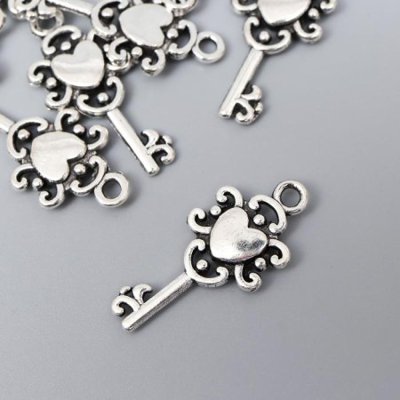 Decor for creativity Metal "Key with heart" silver 2.6x1.2 cm