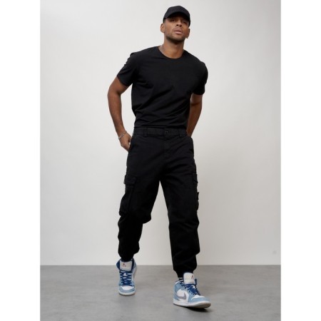 Cargo jeans male, size 44, black color-5
