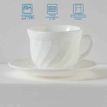 Service Tea Dauva "Diva", 12 items: 6 cups 190 ml, 6 saucers, glass ceramics-1