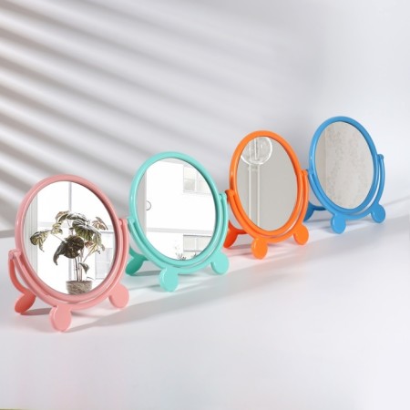 Mirror desktop “circle”, with a frame for a photo, D mirror surface 17.5 cm, color mix-3