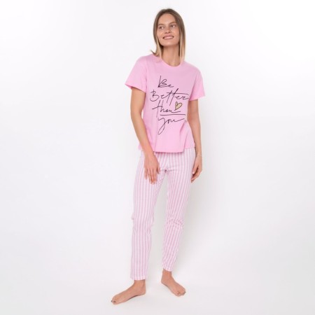 Female set (T -shirt/pants), pink color, size 52