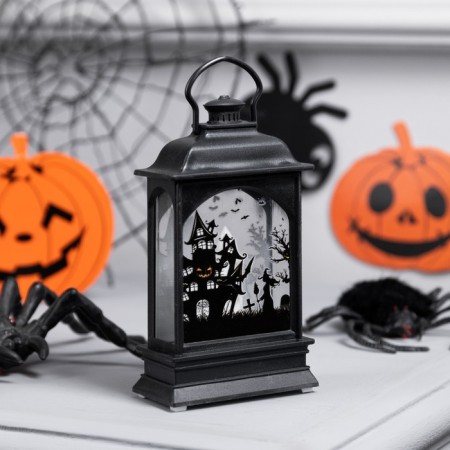LED figure "Lantern with pumpkin" 7 × 12.5 × 4 cm, plastic, batteries AG13x3, glow warm white-1
