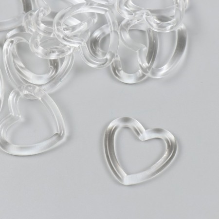 Beads for creativity plastic "Transparent hearts" set of 20 pcs 0.4x2.7x3 cm