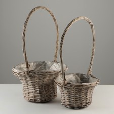A set of baskets, 30 x 18/49 cm, 24 x 15/45 cm, 2 pcs, gray, willow