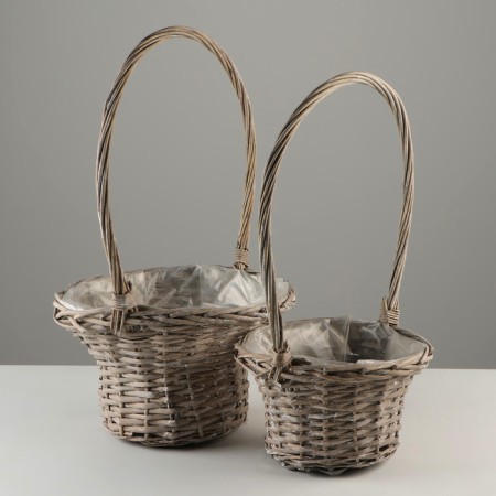 A set of baskets, 30 x 18/49 cm, 24 x 15/45 cm, 2 pcs, gray, willow
