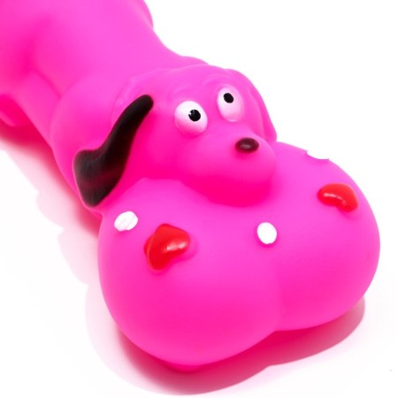 Toy squeak "Bone and dog" for dogs, 15 x 6 cm, pink-3