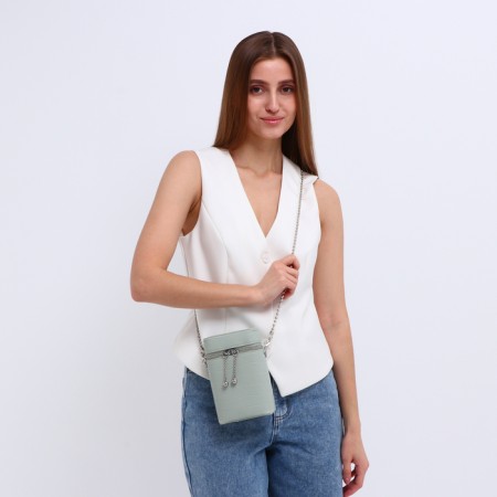 Cross-Bodi bag, lightning department, long belt, green color-7