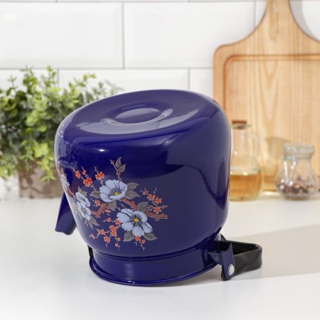 Enamged "flowering" kettle, 3.5 l, enameled cover, blue color-2