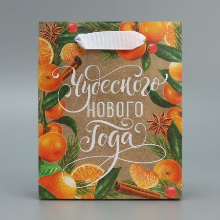 Craft vertical “Mandarin mood” package, S 12 x 15 x 5.5 cm, New Year-3