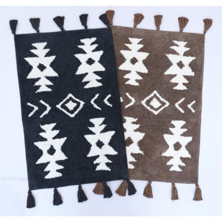 Arya Home Norris bathroom mat, size 50x80 cm, brown color, white-1