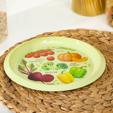 Plate flat, d = 21.5 cm, light green color