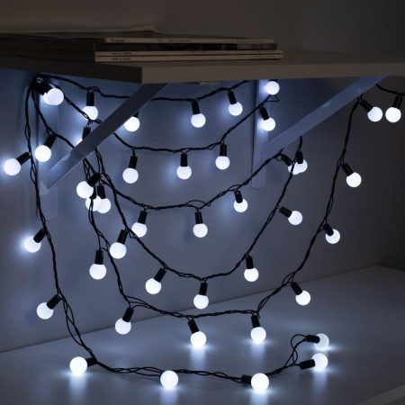 Garland “thread” 10 m with nozzles “balls 2.5 cm”, IP44, dark thread, 100 LED, white glow, 8 modes, 220 V-2
