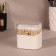 Organizer for cotton sticks, with a lid, 8.5 × 8 × 6.5 cm, white/transparent color