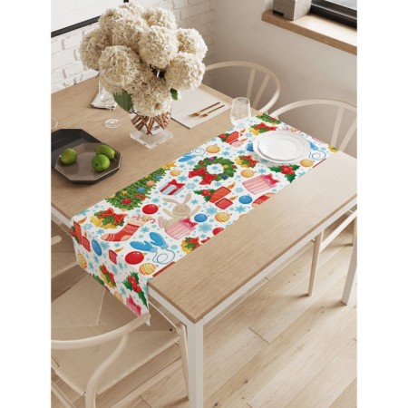 The track on the table "New Year's snowmen", Oxford, size 40x145 cm