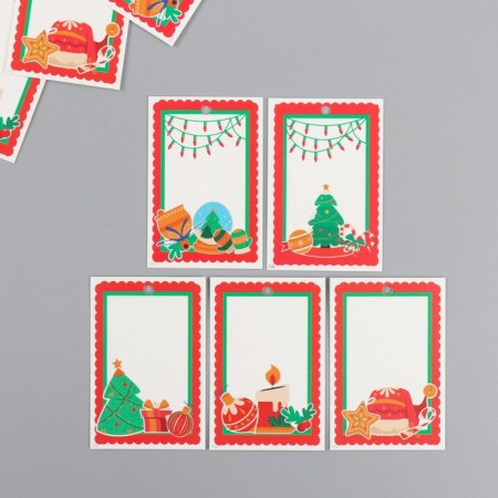 Cardboard "Christmas tree mood" set 10 pcs (5 types) 4x6 cm
