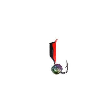 Mormyshka column black, red abdomen + ball of rainbow, weight 0.6 g-1