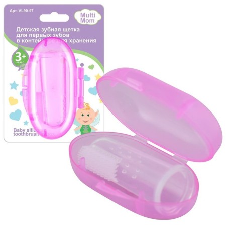 Children's toothbrush for the first teeth in the storage container